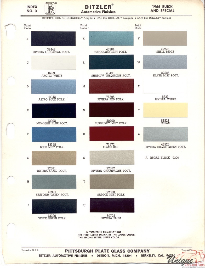 1966 Buick Paint Charts PPG